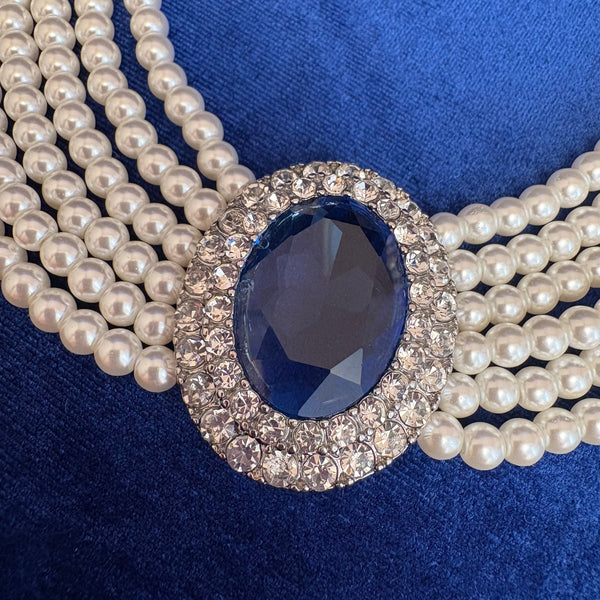 Princess of Wales Lady Diana Spencer Sapphire Pearl Choker