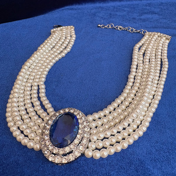 Princess of Wales Lady Diana Spencer Sapphire Pearl Choker