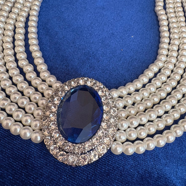 Princess of Wales Lady Diana Spencer Sapphire Pearl Choker