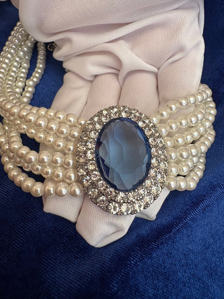 Princess of Wales Lady Diana Spencer Sapphire Pearl Choker