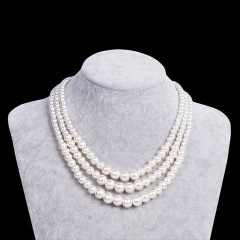 HM The Queen Inspired 3 Strand Pearls, Royal Jewels, Crown Jewels 